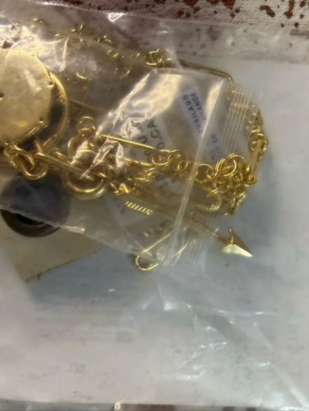 Anthropologie Celestial Pendant Necklace- Gold/Olive Tones